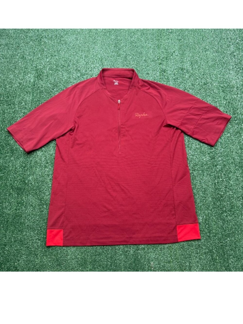 Rapha Explore Technical T Shirt Mens Size L Red Short Sleeve Quarter Zip * READ